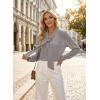 image:imageAstylish Womens Bow Tie Neck Tops 2026 Long Sleeve Trendy Business Work Blouses Elegant Dressy Casual ShirtsGray