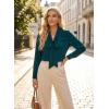 image:imageAstylish Womens Bow Tie Neck Tops 2026 Long Sleeve Trendy Business Work Blouses Elegant Dressy Casual ShirtsSea Green