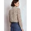 image:imageAstylish Womens Dressy Button Down Polka Dot Tops Trendy V Neck Sheer Mesh Long Sleeve Ruffle Trim Blouse ShirtsBeige