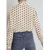 image:imageAstylish Womens Dressy Button Down Polka Dot Tops Trendy V Neck Sheer Mesh Long Sleeve Ruffle Trim Blouse ShirtsBeige