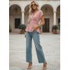 image:imageAstylish Womens Elegant Wrap V Neck Peplum Tops Cap Sleeve Stretchy Ruched Ruffle Dressy Blouses ShirtsFushia
