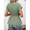 image:imageAstylish Womens Elegant Wrap V Neck Peplum Tops Cap Sleeve Stretchy Ruched Ruffle Dressy Blouses ShirtsGrass Green