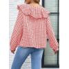 image:imageAstylish Womens Plaid Ruffle Peter Pan Neck Blouse Casual Long Sleeve Gingham Trendy Tops Work Checkered ShirtFiery Red