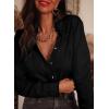 image:imageAstylish Womens Ruffle V Neck Button Down Denim Shirt Casual Long Sleeve Trendy Chambray Jean Tops WorkBlack