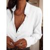image:imageAstylish Womens Ruffle V Neck Button Down Denim Shirt Casual Long Sleeve Trendy Chambray Jean Tops WorkWhite