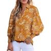 image:imageAstylish Women Loose VNeck Shirts Paisley Print Lantern Sleeve Blouse Boho TopsZa Apricot