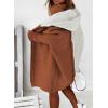 image:imageAstylish Women 2026 Fall Outfits Open Front Long Sleeve Hooded Knit Cardigan Sweaters Color Block Outwear CoatsBrown