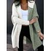 image:imageAstylish Women 2026 Fall Outfits Open Front Long Sleeve Hooded Knit Cardigan Sweaters Color Block Outwear CoatsGreen
