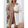 image:imageAstylish Women 2026 Fall Outfits Open Front Long Sleeve Hooded Knit Cardigan Sweaters Color Block Outwear CoatsKhaki