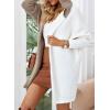 image:imageAstylish Women 2026 Fall Outfits Open Front Long Sleeve Hooded Knit Cardigan Sweaters Color Block Outwear CoatsKhaki