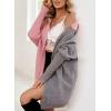 image:imageAstylish Women 2026 Fall Outfits Open Front Long Sleeve Hooded Knit Cardigan Sweaters Color Block Outwear CoatsPink