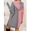 image:imageAstylish Women 2026 Fall Outfits Open Front Long Sleeve Hooded Knit Cardigan Sweaters Color Block Outwear CoatsPink