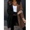image:imageAstylish Women 2026 Fall Outfits Open Front Long Sleeve Hooded Knit Cardigan Sweaters Color Block Outwear CoatsZ Black
