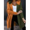 image:imageAstylish Women 2026 Fall Outfits Open Front Long Sleeve Hooded Knit Cardigan Sweaters Color Block Outwear CoatsZ Mustard
