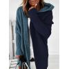 image:imageAstylish Women 2026 Fall Outfits Open Front Long Sleeve Hooded Knit Cardigan Sweaters Color Block Outwear CoatsZ Navy Blue