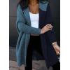 image:imageAstylish Women 2026 Fall Outfits Open Front Long Sleeve Hooded Knit Cardigan Sweaters Color Block Outwear CoatsZ Navy Blue
