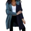 image:imageAstylish Women 2026 Fall Outfits Open Front Long Sleeve Hooded Knit Cardigan Sweaters Color Block Outwear CoatsZ Navy Blue