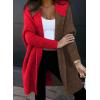 image:imageAstylish Women 2026 Fall Outfits Open Front Long Sleeve Hooded Knit Cardigan Sweaters Color Block Outwear CoatsZ Racing Red