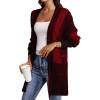 image:imageAstylish Women Open Front Long Sleeve Cardigan Casual Knit Sweaters Color Block Fall Outfits with PocketsDeep Red