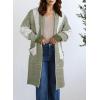 image:imageAstylish Women Open Front Long Sleeve Cardigan Casual Knit Sweaters Color Block Fall Outfits with PocketsMist Green