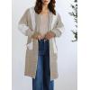 image:imageAstylish Women Open Front Long Sleeve Cardigan Casual Knit Sweaters Color Block Fall Outfits with PocketsPale Khaki