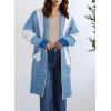 image:imageAstylish Women Open Front Long Sleeve Cardigan Casual Knit Sweaters Color Block Fall Outfits with PocketsSky Blue