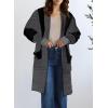 image:imageAstylish Women Open Front Long Sleeve Cardigan Casual Knit Sweaters Color Block Fall Outfits with PocketsZ Black Gray