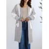 image:imageAstylish Women Open Front Long Sleeve Cardigan Casual Knit Sweaters Color Block Fall Outfits with PocketsZ Gray