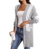 image:imageAstylish Women Open Front Long Sleeve Cardigan Casual Knit Sweaters Color Block Fall Outfits with PocketsZ Gray