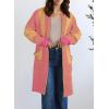 image:imageAstylish Women Open Front Long Sleeve Cardigan Casual Knit Sweaters Color Block Fall Outfits with PocketsZ Vitality Orange