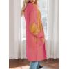 image:imageAstylish Women Open Front Long Sleeve Cardigan Casual Knit Sweaters Color Block Fall Outfits with PocketsZ Vitality Orange