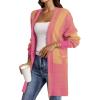 image:imageAstylish Women Open Front Long Sleeve Cardigan Casual Knit Sweaters Color Block Fall Outfits with PocketsZ Vitality Orange