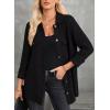 image:imageAstylish Women Waffle Knit Shacket Jacket Casual Long Sleeve Sweater Button Down Shirts Dressy Blouse TopsBlack