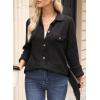 image:imageAstylish Women Waffle Knit Shacket Jacket Casual Long Sleeve Sweater Button Down Shirts Dressy Blouse TopsBlack