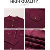 image:imageAstylish Women Waffle Knit Shacket Jacket Casual Long Sleeve Sweater Button Down Shirts Dressy Blouse TopsBurgundy