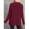 image:imageAstylish Women Waffle Knit Shacket Jacket Casual Long Sleeve Sweater Button Down Shirts Dressy Blouse TopsBurgundy