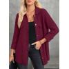 image:imageAstylish Women Waffle Knit Shacket Jacket Casual Long Sleeve Sweater Button Down Shirts Dressy Blouse TopsBurgundy