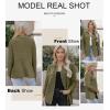 image:imageAstylish Women Waffle Knit Shacket Jacket Casual Long Sleeve Sweater Button Down Shirts Dressy Blouse TopsJungle Green