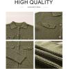 image:imageAstylish Women Waffle Knit Shacket Jacket Casual Long Sleeve Sweater Button Down Shirts Dressy Blouse TopsJungle Green