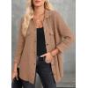 image:imageAstylish Women Waffle Knit Shacket Jacket Casual Long Sleeve Sweater Button Down Shirts Dressy Blouse TopsLight French Beige