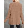 image:imageAstylish Women Waffle Knit Shacket Jacket Casual Long Sleeve Sweater Button Down Shirts Dressy Blouse TopsLight French Beige