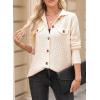 image:imageAstylish Women Waffle Knit Shacket Jacket Casual Long Sleeve Sweater Button Down Shirts Dressy Blouse TopsOatmeal