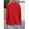 image:imageAstylish Women Waffle Knit Shacket Jacket Casual Long Sleeve Sweater Button Down Shirts Dressy Blouse TopsRacing Red