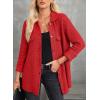 image:imageAstylish Women Waffle Knit Shacket Jacket Casual Long Sleeve Sweater Button Down Shirts Dressy Blouse TopsRacing Red