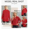 image:imageAstylish Women Waffle Knit Shacket Jacket Casual Long Sleeve Sweater Button Down Shirts Dressy Blouse TopsRacing Red