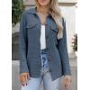 image:imageAstylish Women Waffle Knit Shacket Jacket Casual Long Sleeve Sweater Button Down Shirts Dressy Blouse TopsT Light Blue