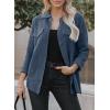 image:imageAstylish Women Waffle Knit Shacket Jacket Casual Long Sleeve Sweater Button Down Shirts Dressy Blouse TopsT Light Blue