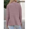 image:imageAstylish Women Waffle Knit Shacket Jacket Casual Long Sleeve Sweater Button Down Shirts Dressy Blouse TopsT Pink