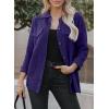 image:imageAstylish Women Waffle Knit Shacket Jacket Casual Long Sleeve Sweater Button Down Shirts Dressy Blouse TopsT Purple