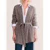 image:imageAstylish Womens Open Front Long Sleeve Belted Knit Cardigan Sweaters Trendy 2025 Outwear Coats with PocketsBrown
